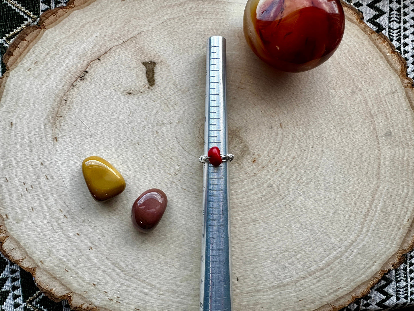 Red Bamboo Coral Wire Wrapped Ring