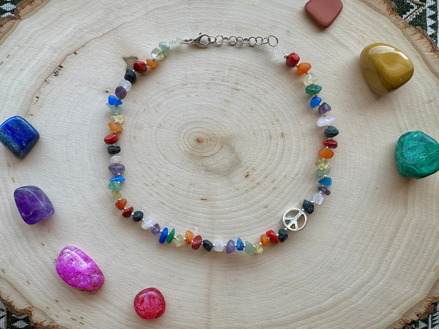 Chakras & Peace Sign Choker
