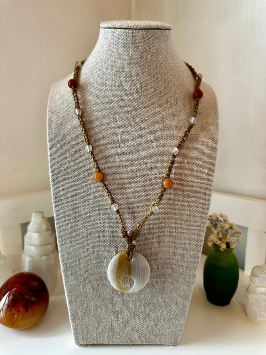 Generosity/Healing/Happiness Macrame Necklace